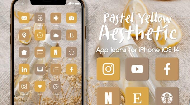 pastel yellow app icons